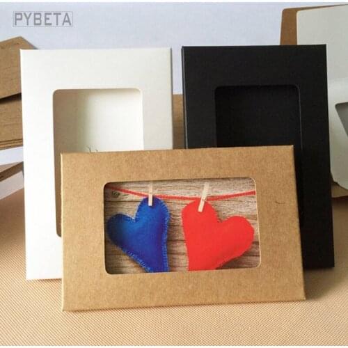 50pcs/lot-15.5*10.2*0.5cm (6"*4"*0.2") Blank Kraft Paper Postcard Boxes White Black Paper Envelopes Pack wedding party favor