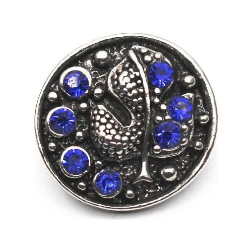 6pcs/lot Round Snap Buttons Blue Crystal Vintage Snap Charms Fit 18mm DIY Snap Bracelets Women Snap Jewelry Making