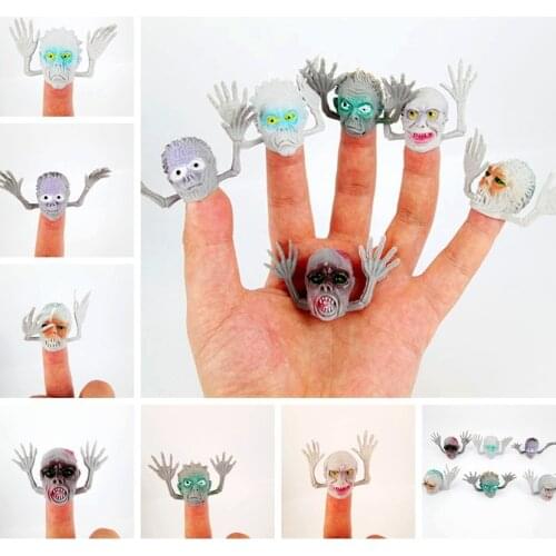 6pcs/Lot Little Monster Finger Puppets PVC Mini Ghost Head Zombie Telling Story Puppets Hand Toys Party Halloween Gifts