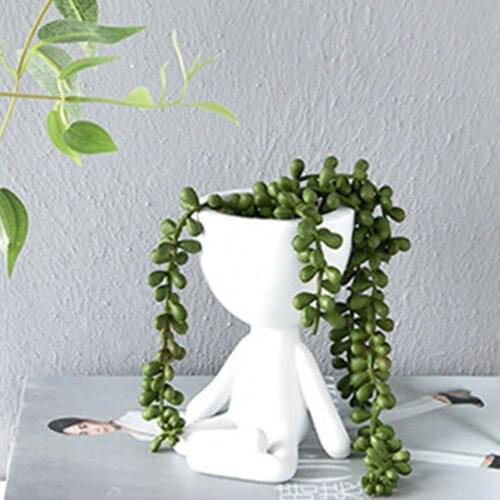 INS Abstract Sculpture Nordic Portrait Art White Flower Pot Flower Arrangement Living Room Model Room Decoration Ornaments