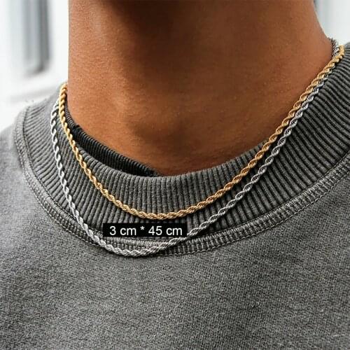 AENSOA Chain Gold Color Twisted Metal Rope Chain Choker Necklace Vintage Minimalist Basic Necklaces Collar Women Charms Jewelry