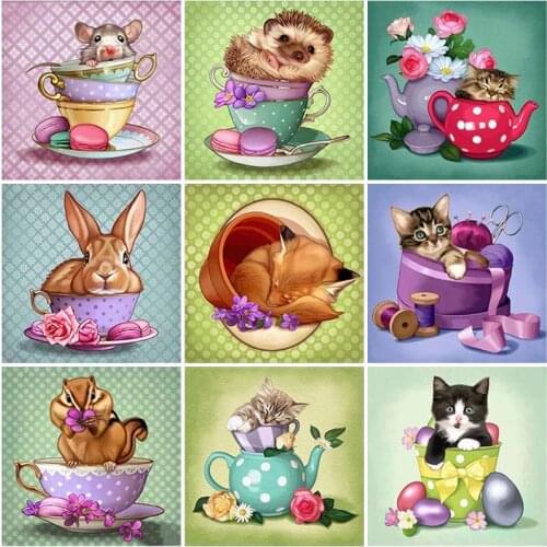 DIY 5D Diamond Painting Cat Diamond Art Embroidery Animal Cross Stitch Rhinestone Full Round/Square Drill Home Decor Manual Gift