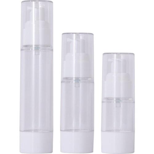 AS Vacuum 15ml 30ml 50ml Transparent Travel Set Skin Care Cosmetics Pump Bottles For Essence Make-up Base Lotion LOGO Customized
