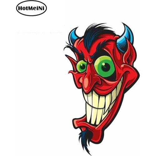 HotMeiNi 13cm x 7.5cm for Cartoon Smiling Red Devil Car Stickers Vinyl JDM Bumper Trunk Graphics Windshield Bumper Windows