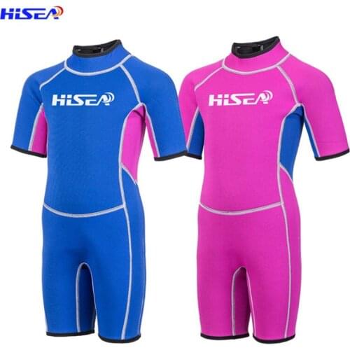 Hisea Short Sleeve Kids Wetsuit Boys Gilrs Surfing Scuba Diving Swimsuit Neoprene Keep Warm One Piece Children Snorkeling Suit
