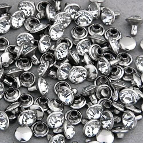 Hot Sell 100Sets 9mm DIY CZ+++ Crystals Rhinestone Rivets Silver Nailhead Spots Studs Shipping Free