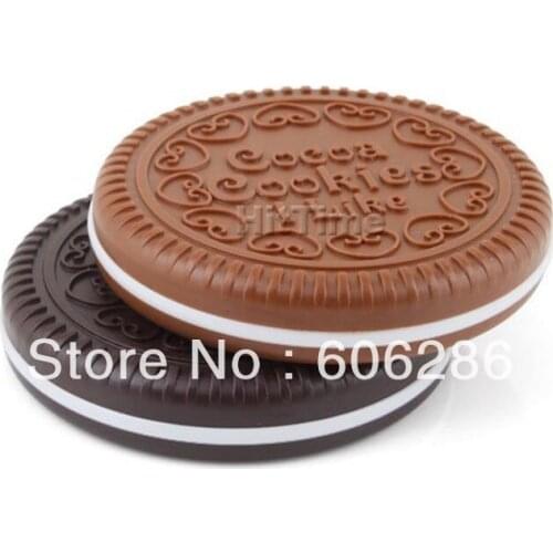 Hot sell Cute chocolate sandwich biscuit pocket mirror makeup chocolate comb