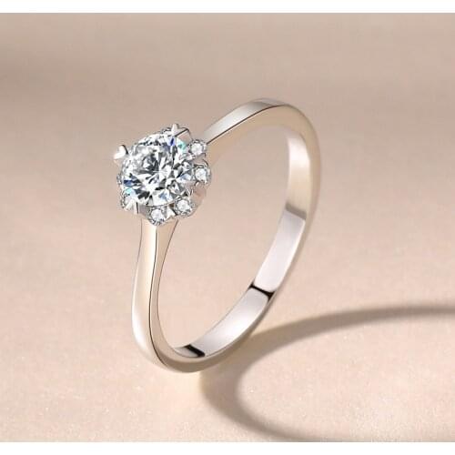 Natural Diamond Rings for Women 925 Solid Sterling Silver Lab Romantic Luxury Jewelry for Engagement Anniversary Bride Gift New