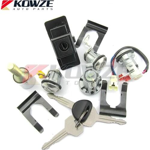 KOWZE Car Ignition Spare tire Door Lock Cylinder Key Set for Mitsubishi Montero Pajero MK2 V32 4G54 Glove box lock key MR259111