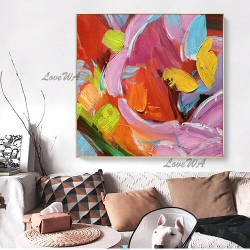 Colorful Handpainted Abstract Knife Oil Paining Modern Home Good Wall Art Canvas Painting For Restaurant Unframed Custom Artwork