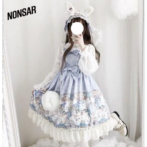 NONSAR Summer Lolita Dress JSK Cute Girl 1PC Sling Puff Sleeveless Dress In The Wedding Party For Women New