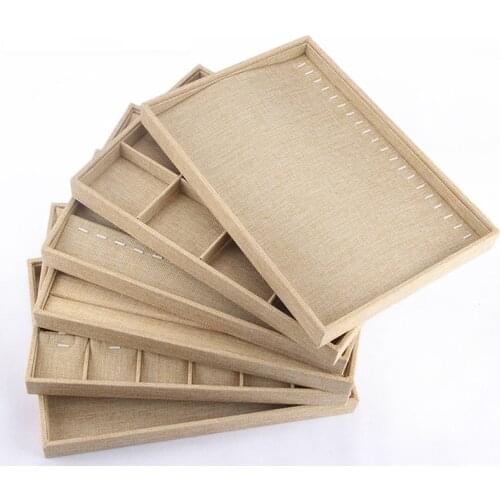 Fashion Linen Jewelry Display Tray Ring Earring Tray Bracelet Necklace Pendant Holder Jewelry Storage Tray Organizer Wholesale