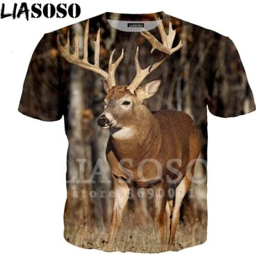 LIASOSO New 3D Print Women Men Funny Antlers Deer Tree Snow Tshirt Summer T-shirt Hip Hop Pullover Harajuku Short Sleeve