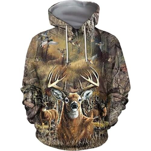 Hunting Deer 3D Printed Mens Hoodies Harajuku Streetwear Autumn Hooded Sweatshirt Unisex Casual Jacket Tracksuits TD978777514