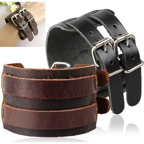 Leather Men Cuff Wrap Punk Bracelet & Bangles Gifts Wristband Belt.Johnny Depp Fashion Band Pulseira Masculina Male Bijoux