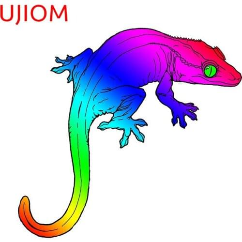UJIOM Wall Stickers Cartoon Rainbow Crested Gecko Wallpaper Decoration Waterproof Sticker Accessories Room Home Decor Art Decals