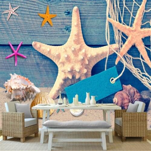 Custom any size 3d high quality non-woven mural wallpaper fishing net shell bedroom living room background wall home decor