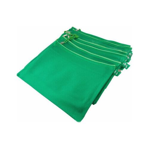 12 Pcs A4 Two Compartments Zipper Closure Green PVC File Folder Bags