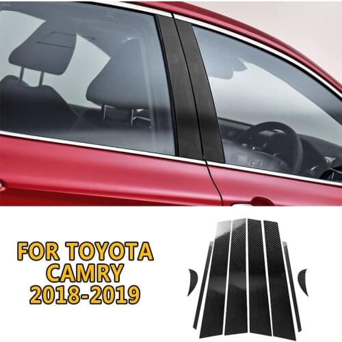 PCMOS Door B,C Pillar Mirror Plate Molding Trim Black New Fit For Toyota Camry 2018-2019 Exterior Parts Chromium Styling Sticker