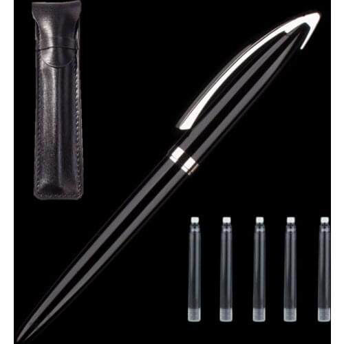 Metal black Fountain Pen 0.5mm Office Business Writing Ink Pens Gift Stationery