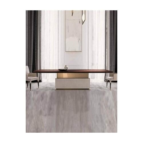 Post modern Nordic designer simple table light luxury study tea table metal hard base long dining table