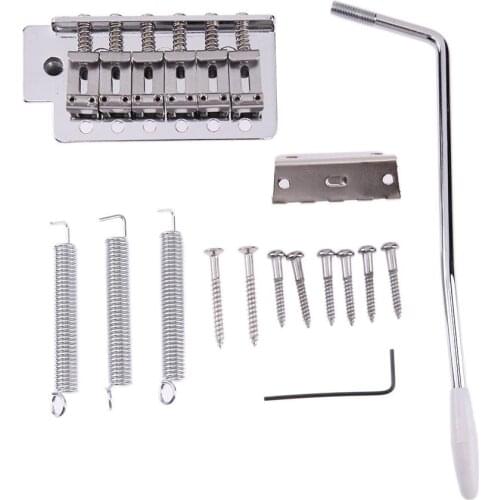 Durable For Fd Strat 1 Set 6 Strings Chrome Guitar Tremolo Bridge With Bar New Bar Play Replace Worn Part Guitar Parts