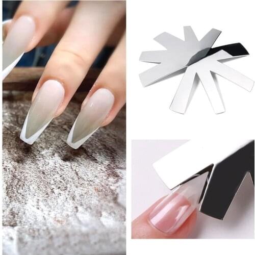 1pcs silver 9 Sizes French Edge Trimmer professional Almond Shape V Line Manicure Nail Cutter Tips simple use for new user
