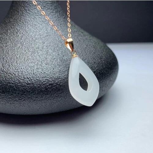 SHILOVEM 18k yellow gold natural white Jasper pendants Christmas Gift fine Jewelry wedding no necklace 13*20mm mymz1320865hby