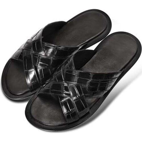 Weitasi true crocodile men slippers male comfortable fashion weaving slippers leisure cool slippers for man