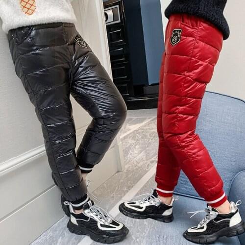 Baby Girls Warm Pants Winter Children Down Cotton Padded Pants Teen Leggings Solid Ski Snow Pant School Kids Windproof Trousers