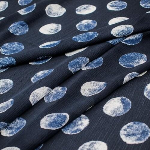 Blue polka dot print linen fabric for dress tissus au mètre telas algodon estampadas sewing ткань для шитья vestidos DIY