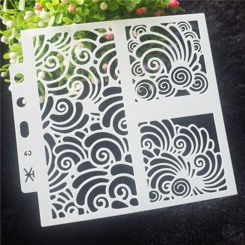 13*14cm sea waves Cover templat scrapbook stencils spray plastic mold shield DIY cake hollow Embellishment printing lace ruler