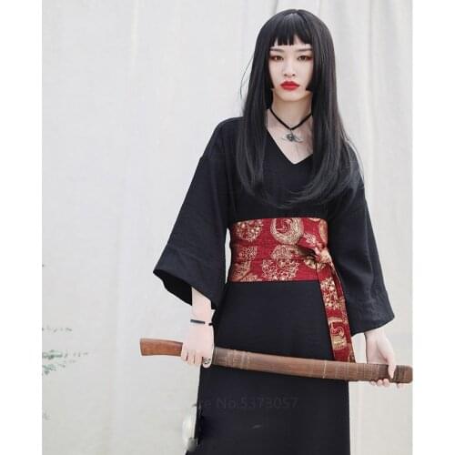 Japanese Traditional Kimono Cardigan Obi for Women Girl Fashion Streetwear Embroidery Print Tassel Bandage Belt Yukata Obi Japan