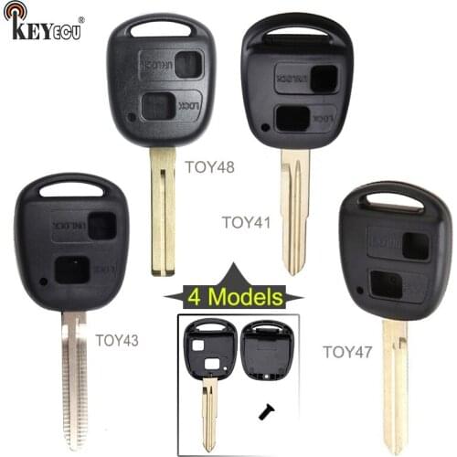 KEYECU 10x for Toyota Replacement Remote Car Key Shell Case Fob 2 Button With TOY41/TOY43/TOY47/TOY48 Blade 5 Models