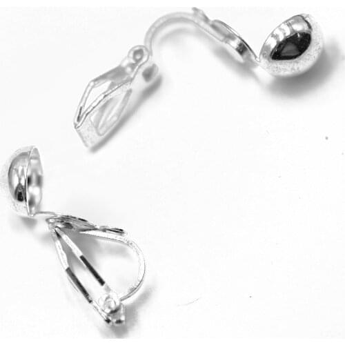 12pcs Half Ball Clip on Earring Findings jewelry Making silver