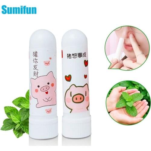 1pcs Cartoon Pig Rhinitis Mint Nasal Inhaler Menthol Cute Dizziness Refresh Nose Essential Oil Cold Headache Cooling Oil P0090