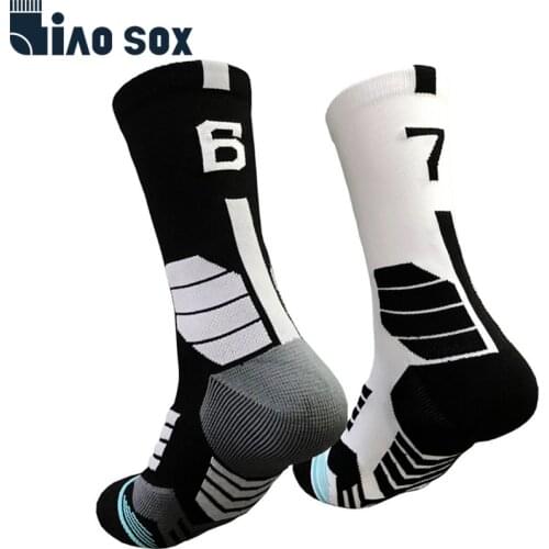 [1pc] Sport Crew Socks Men Teams Numbers Cushion Socks one piece for sell,you can choose differnt colors for a pair