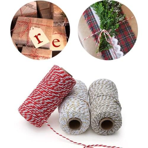 100m/roll 2 color Bakers Twine String Cotton Cords Rope for Home Decor Handmade Party Gift Packing Crafts Projects DIY Wrapping