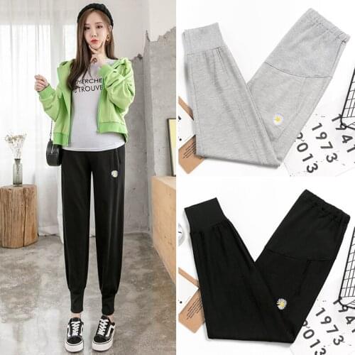 1022# Maternity Pants Spring Autumn Sport Style Adjustable Elastic Waist Belly Support Pants Maternity Trousers