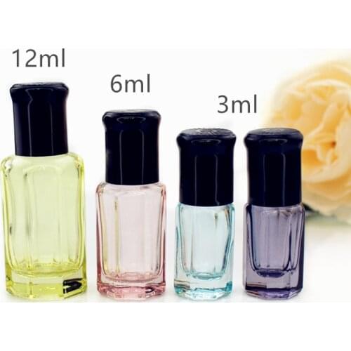 12pcs/lot 3ml 6ml 12ml Roll On Glass Bottle Small Roller Perfume Bottle Essential Oil Container Empty Refillable