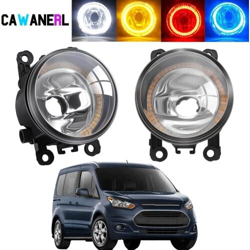 2 Pieces Car Fog Light Assembly Angel Eye Halo Ring Fog Daytime Running Lamp DRL 12V For Ford Tourneo Transit Connect 2002-2015