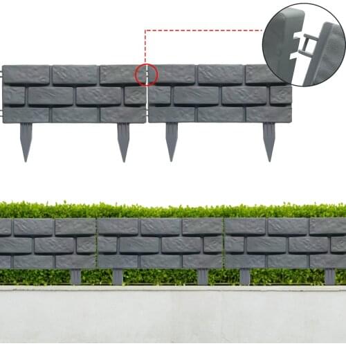 4PCS/set Garden Fence Edging Plastic Brick Effect Garden Edging Lawn Garden Border Fence Lawn Edging Plant Border Decorations