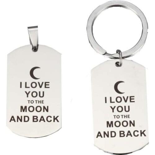 5pcs Silver Gold Stainless Steel Car Keychain Letter Lettering Grandma I LOVE YOU TO THE MOON AND BACK For Family Gift