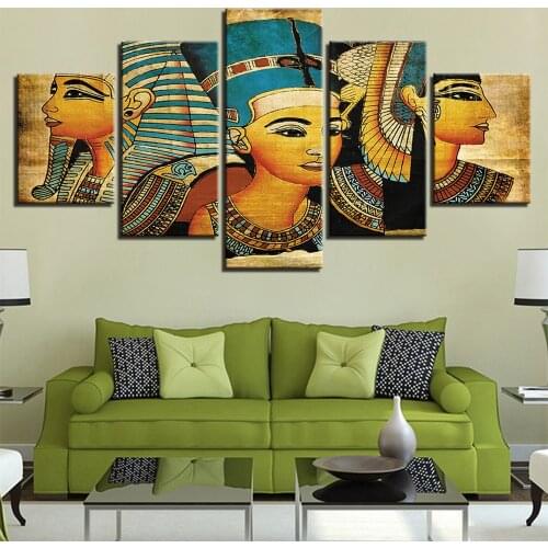 5 Piece Wall Art Canvas Painting Vintage Pictures Poster Pharaoh Of Ancient Egypt Modern Home Decor For Living Room Artwork