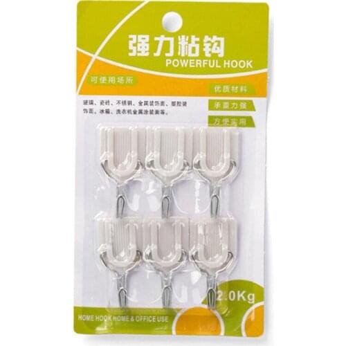 6Pcs/Set Top Selling Strong Self Adhesive Hook Wall Mount Hangers Suction Cup