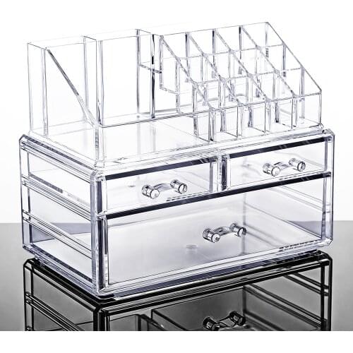 Acrylic cosmetic storage box desktop transparent drawer skin care products dressing table shelf