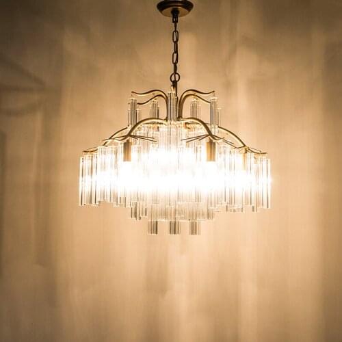 American simple light luxury crystal chandelier post modern creative personality wrought iron lamp villa bedroom living room