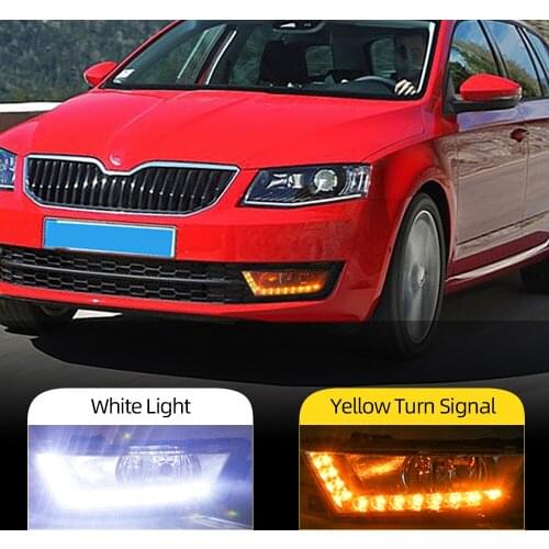 Car Flashing Car Led Daylight For Skoda Octavia A7 MK3 2014 2015 2016 LED DRL Daytime Running Light Fog Light Cover car styling