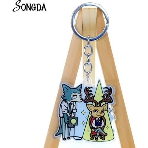 Anime Beastars Keychain Legosi Haru Cosplay Acrylic Key Chain Goh Hin Hull Legoshi Jack Key Holder Rings Key Chains for Kid Gift