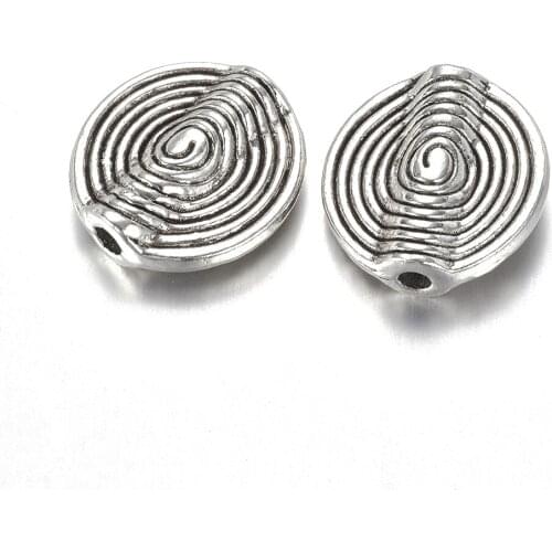 20pcs Tibetan Style Alloy Beads Flat Oval for Jewelry Bracelet Necklace Making DIY Antique Silver Color 22.5x6.2mm